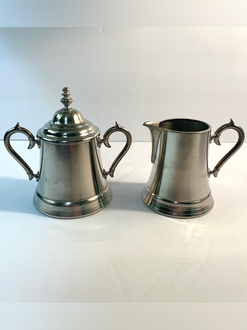 Vintage Metawa Holland Pewter Lidded Sugar and Creamer Set 94% Real Pewter